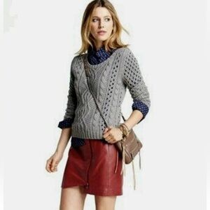 Leith Rosewood Red Genuine Leather‎ Wrap Skirt Full Zip Lined Size 8 Red color